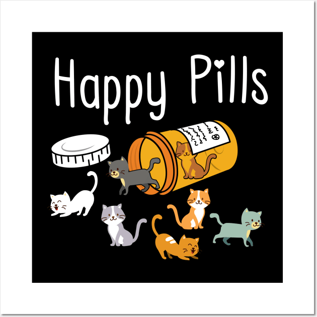 Happy Pills - Cat Design Wall Art by The Heidaway Art Designs
